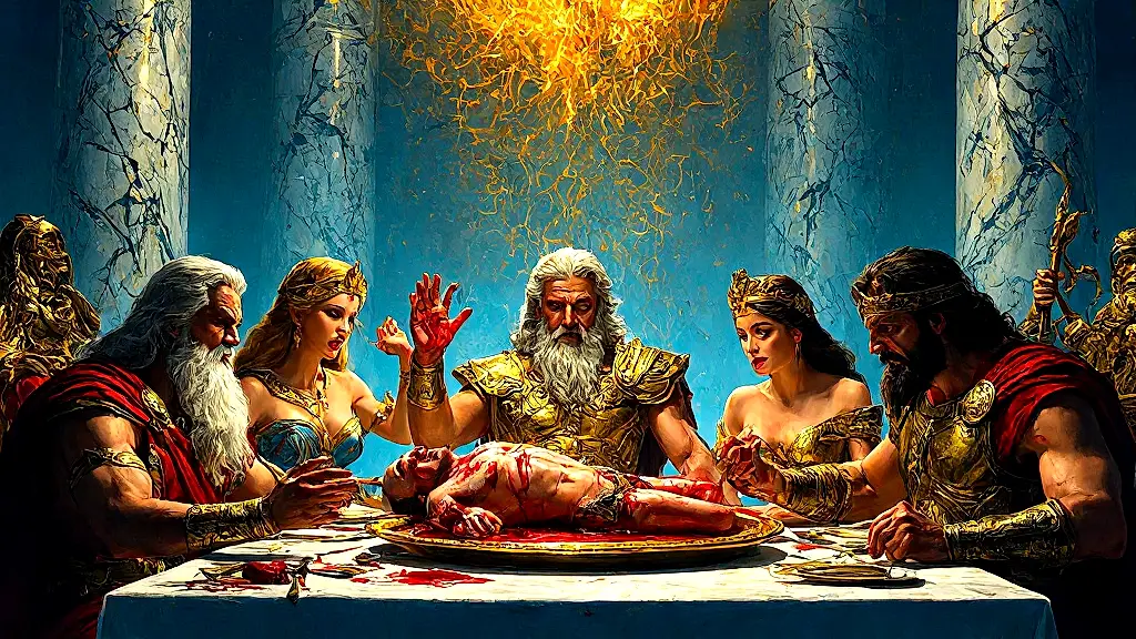 Tantalus serves Pelops to horrified Olympian gods.