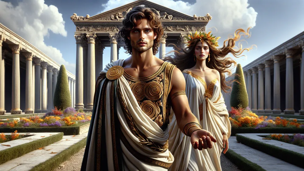 Trojan Prince Paris And Helen In An Opulent Ancient Palace Of Troy