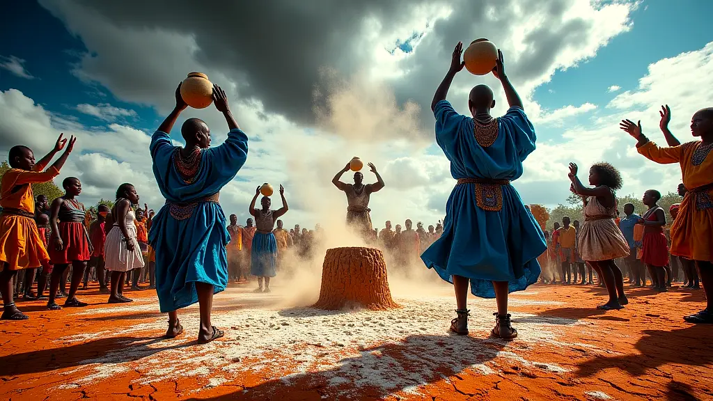 Tumbuka elders perform a vibrant rain-calling ceremony.