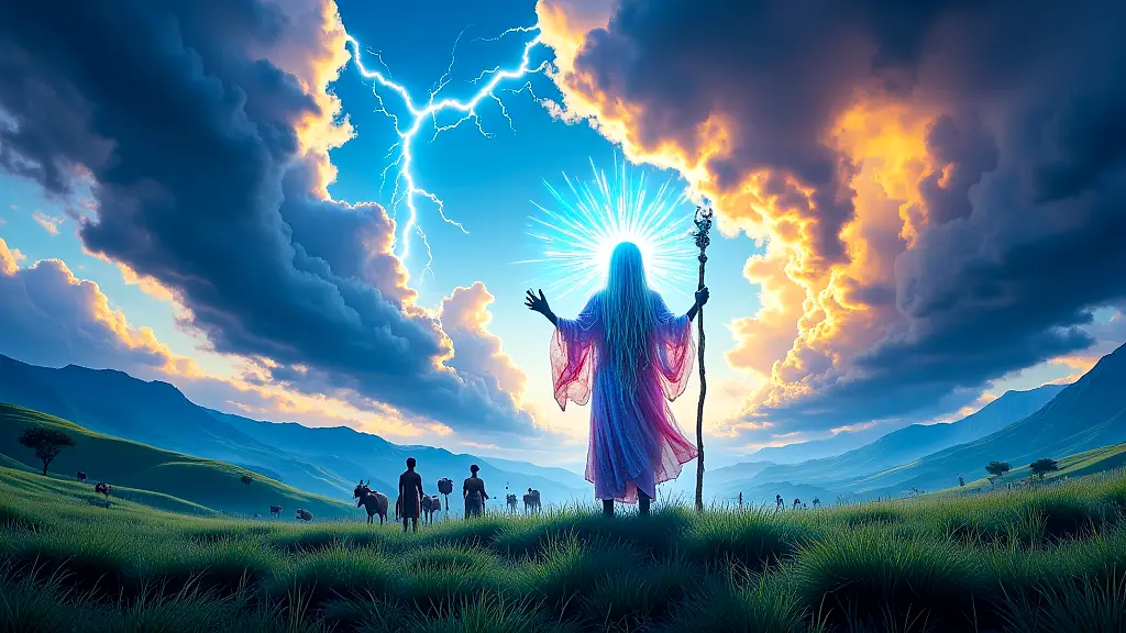 Waaq, the Cushitic sky god, commanding storms with divine justice.