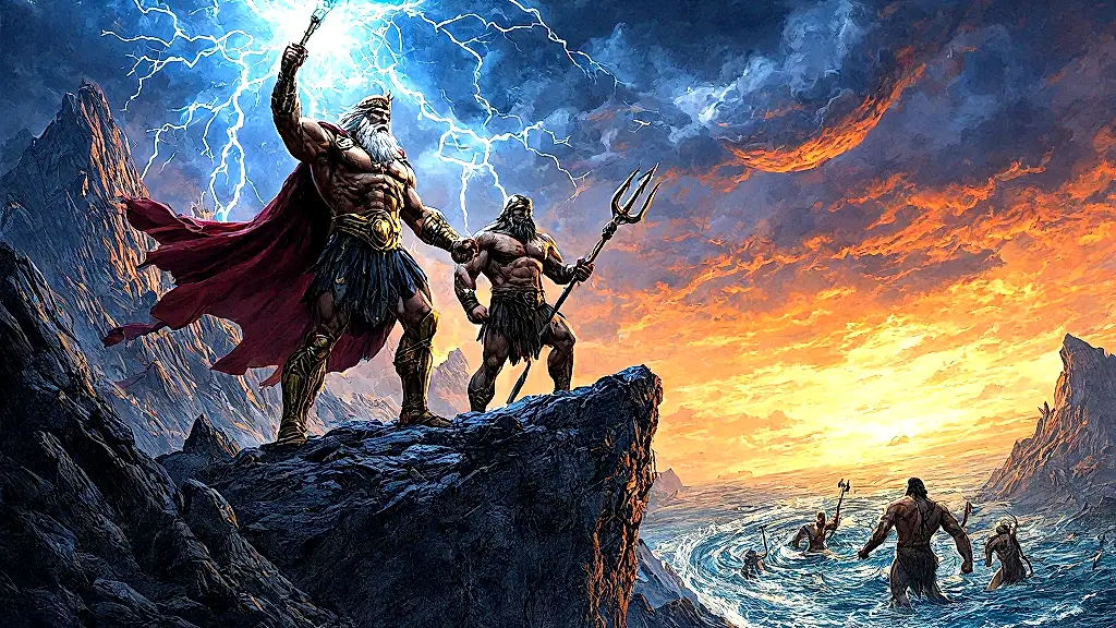 Zeus and Cyclopes forge weapons during Titanomachy.