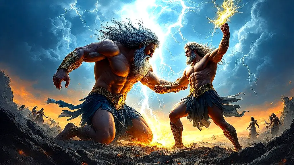 Zeus forces Cronus to vomit his swallowed gods.