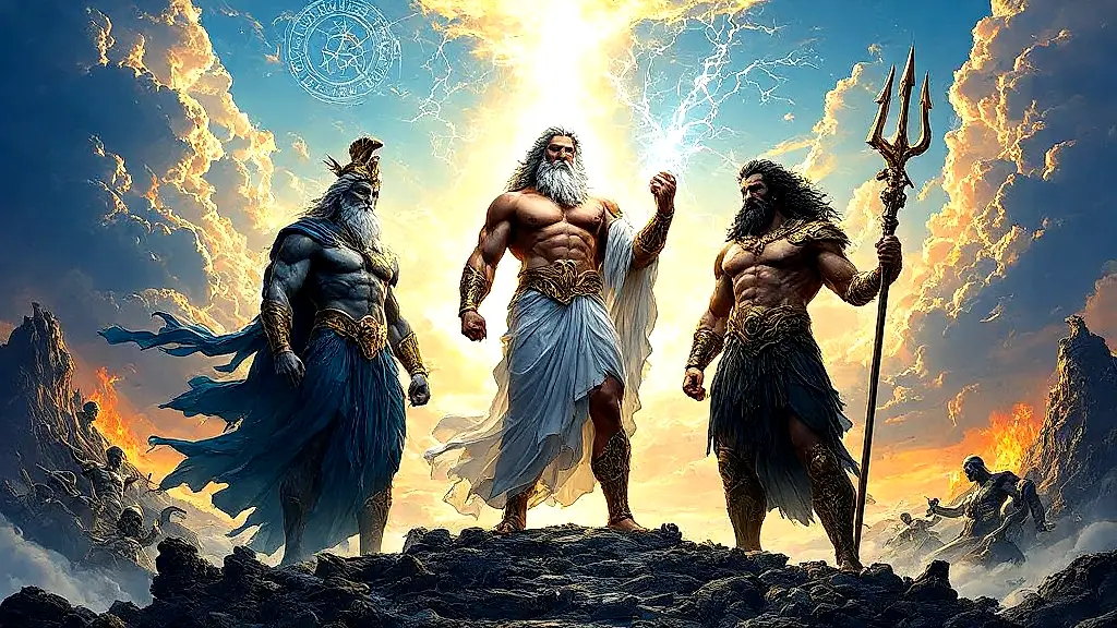 Zeus, Poseidon, and Hades divide the world.